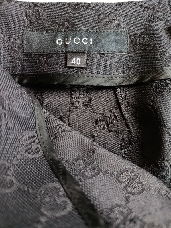 Gucci by Tom Ford 2000 Monogram Zip Up Midi Skirt