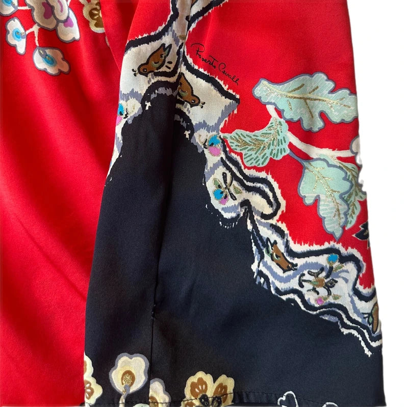 Roberto Cavalli 2003 Oriental Print Silk Dress