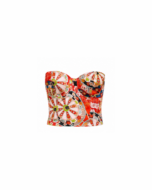 Christian Dior By John Galliano 2001 Oriental Print Corset Top