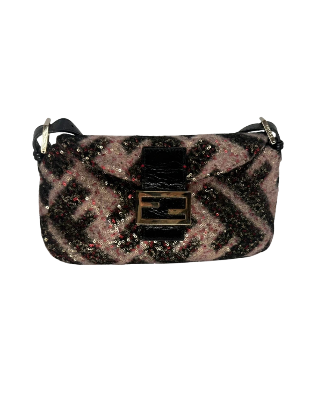 Fendi Multicolor Zucca Wool Sequin Mama Baguette Bag