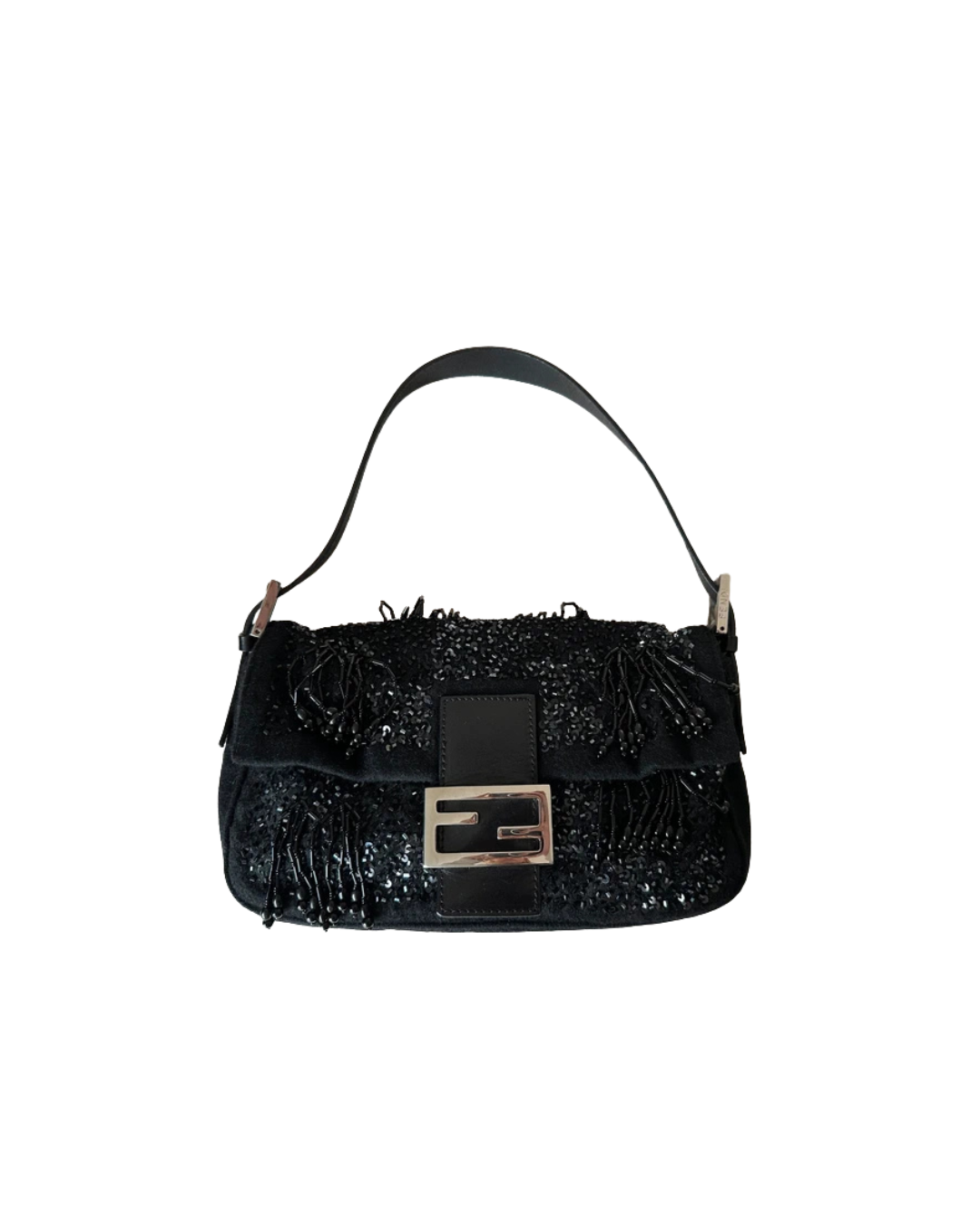 Fendi Sequin Beaded Tassle Baguette Bag