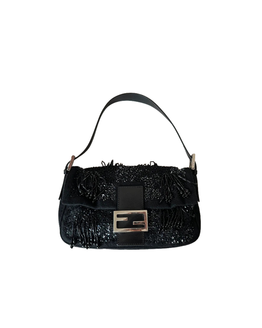 Fendi Sequin Beaded Tassle Baguette Bag