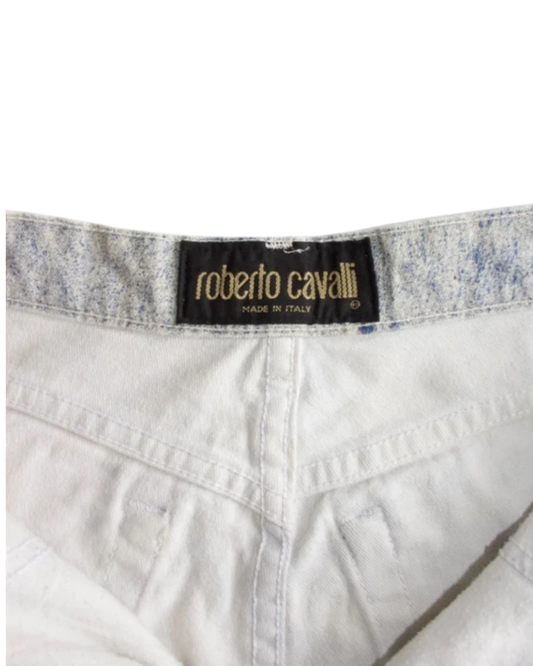 Roberto Cavalli 1999 Blue Cow Print Pants