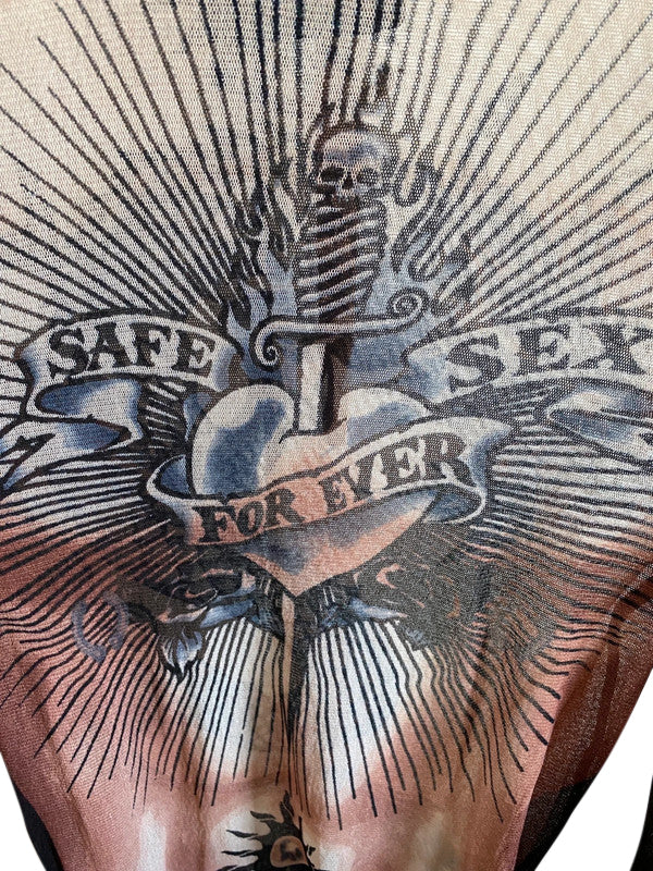 Jean Paul Gaultier 1996 Safe Sex Mesh Tattoo Long Sleeve
