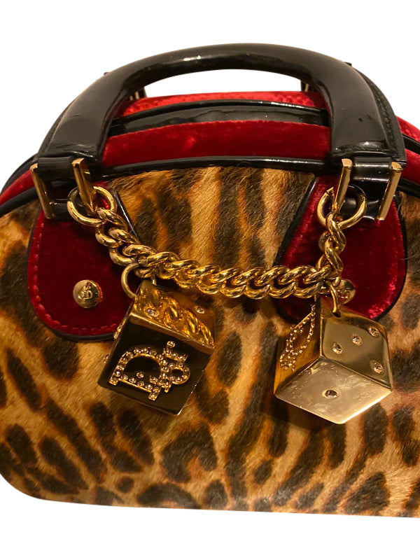 Christian Dior 2004 Dice Cheetah Bowler Bag