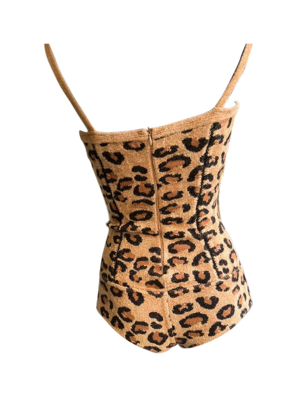 Azzedine Alaia 1991 Leopard Wool Corset Bodysuit
