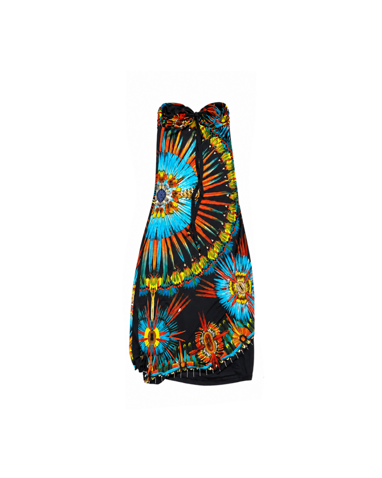 Jean Paul Gaultier Soleil Feather Print Neck Halter Maxi Dress