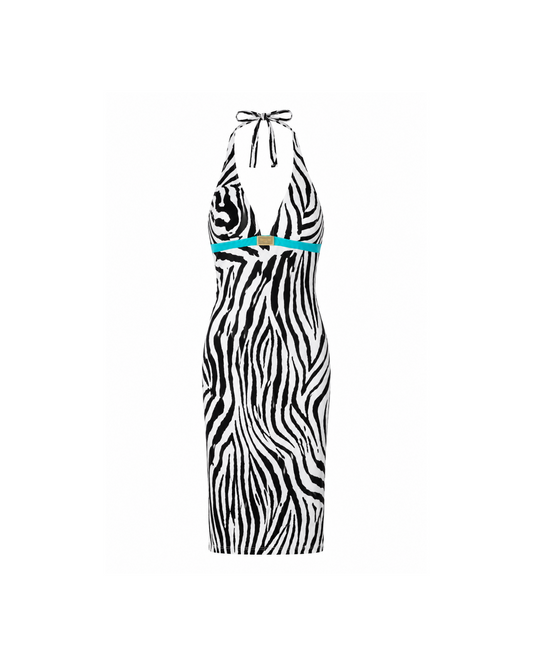 Christian Dior 1990 Zebra Print Neckhalter Dress