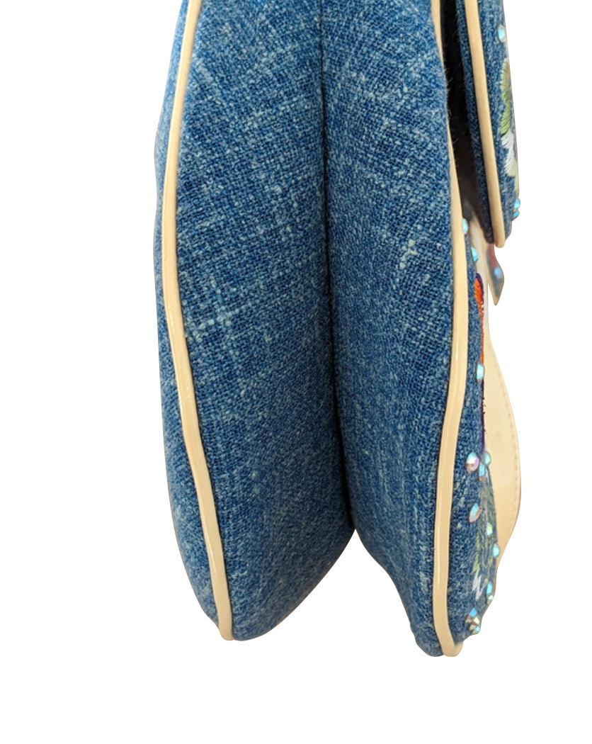 Christian Dior Butterfly Denim Saddle Bag