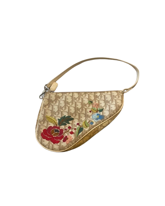 Christian Dior Diorissimo Floral Monogram Mini Saddle Bag