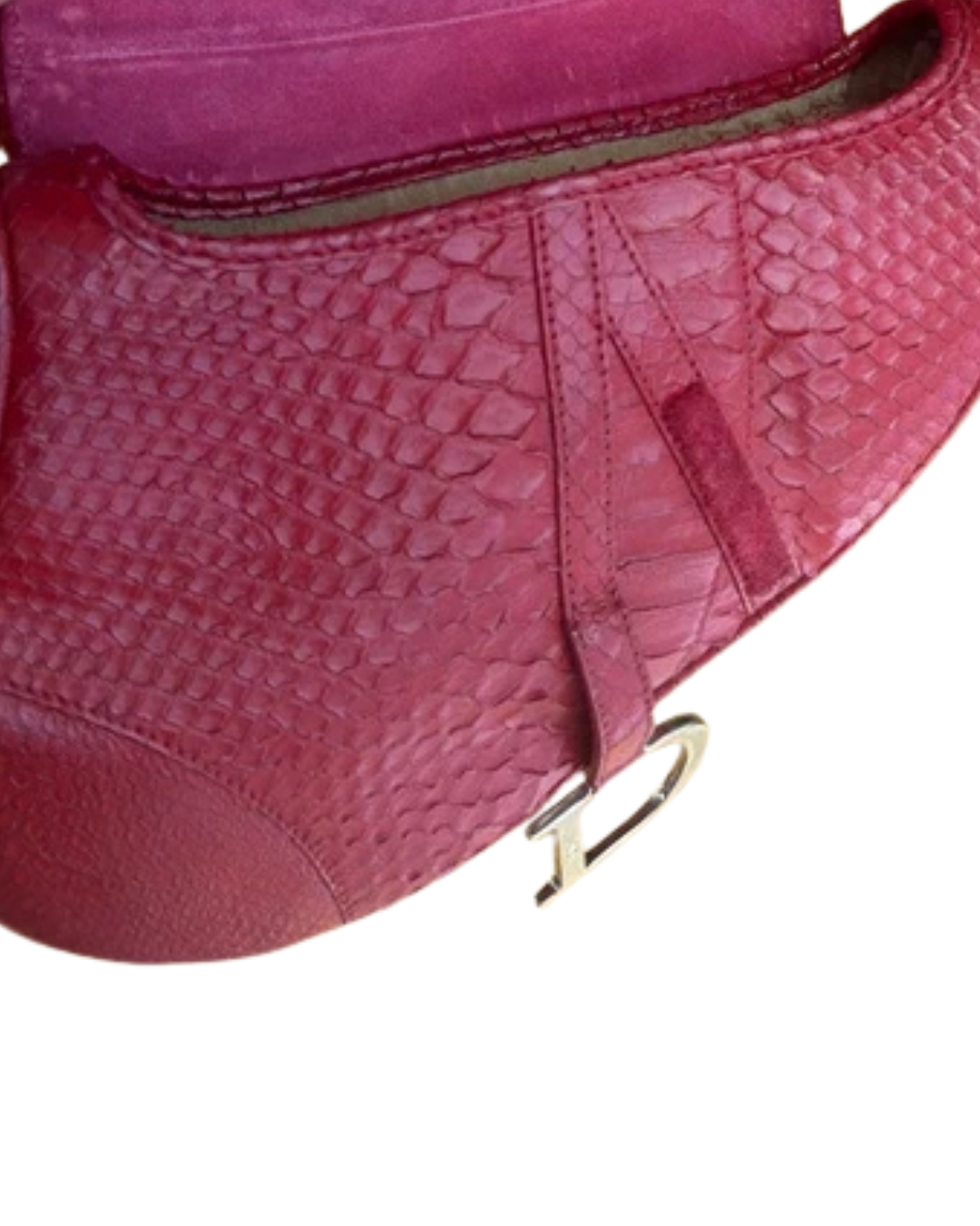 Christian Dior By John Galliano Red Python Saddle Bag