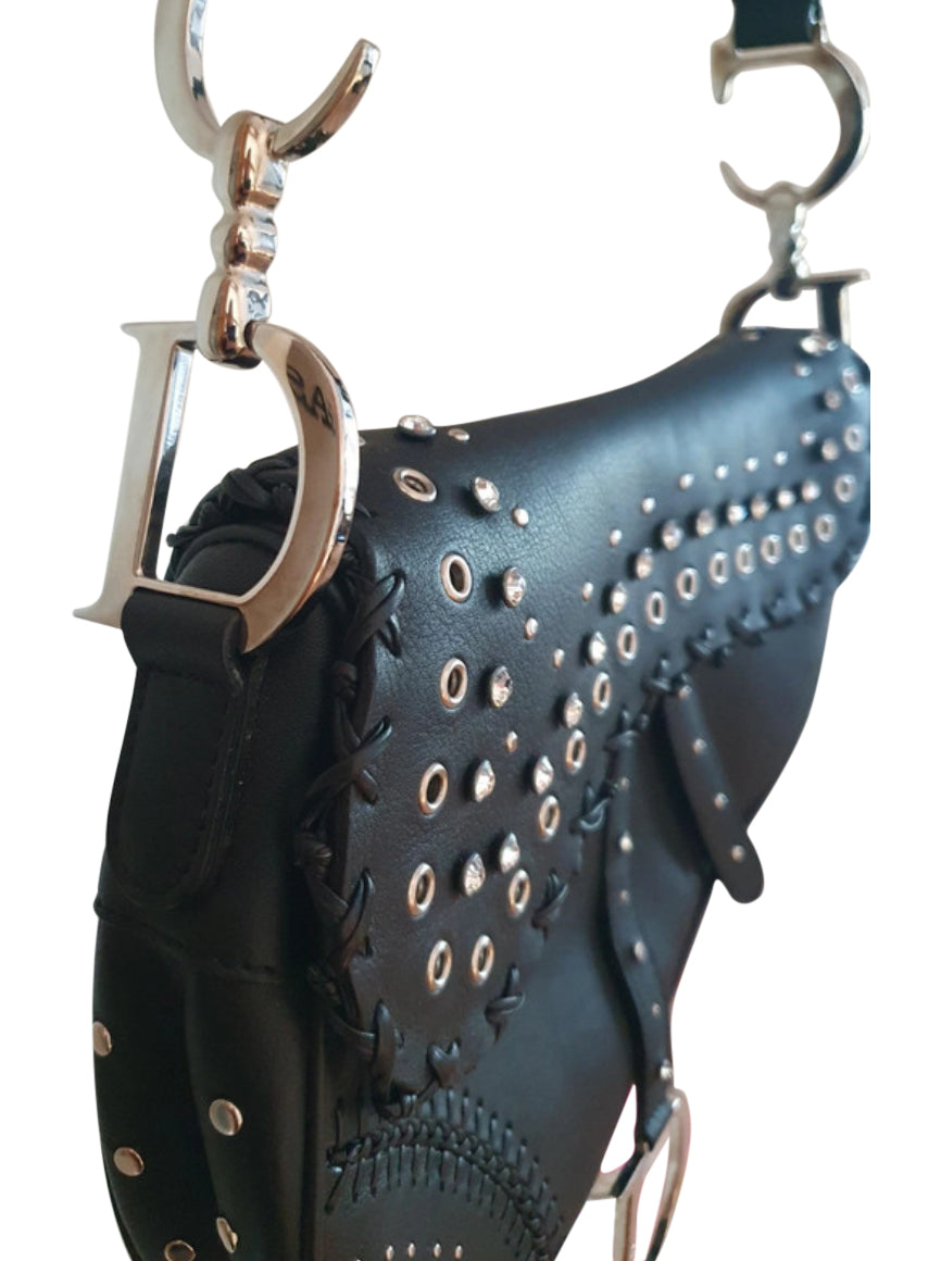 Christian Dior Crystal Studded Saddle Bag