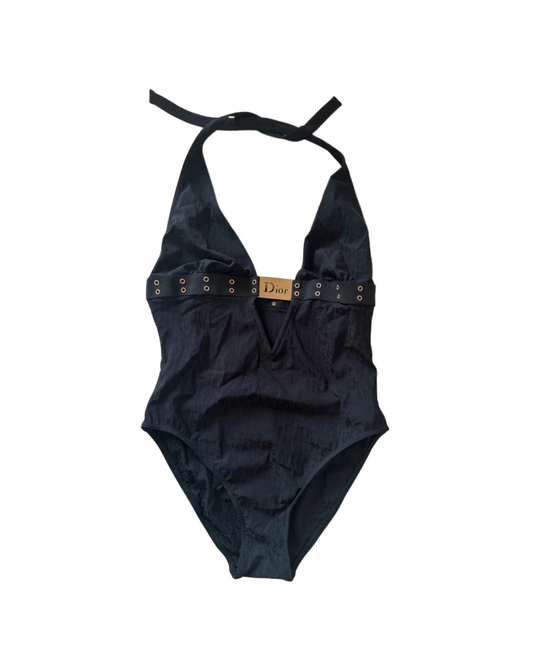 Christian Dior Monogram Buckle Neck-halter Swimsuit