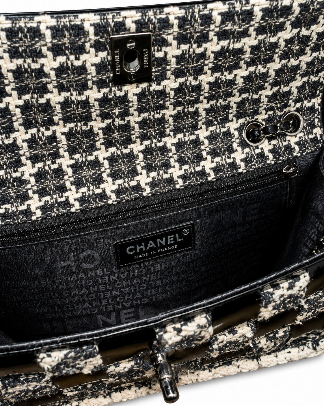 Chanel 2004 Chessboard Tweed Flap Bag