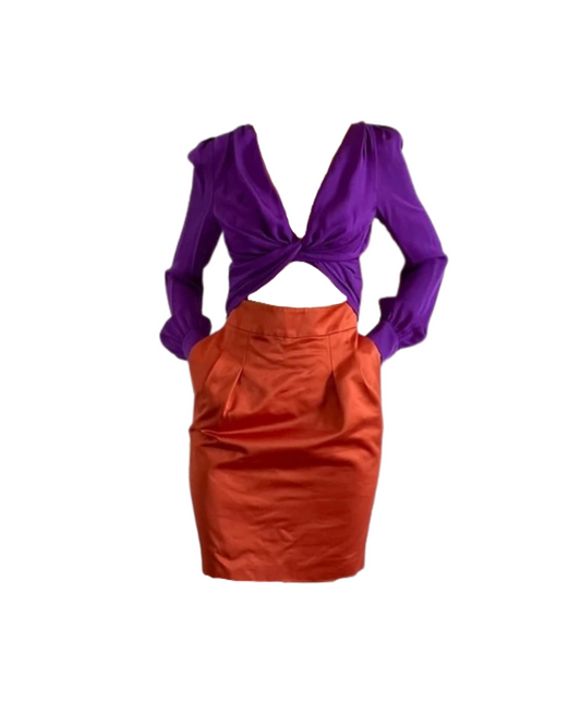 Gucci by Frida Giannini 2011 Purple And Orange Cut Out Dress