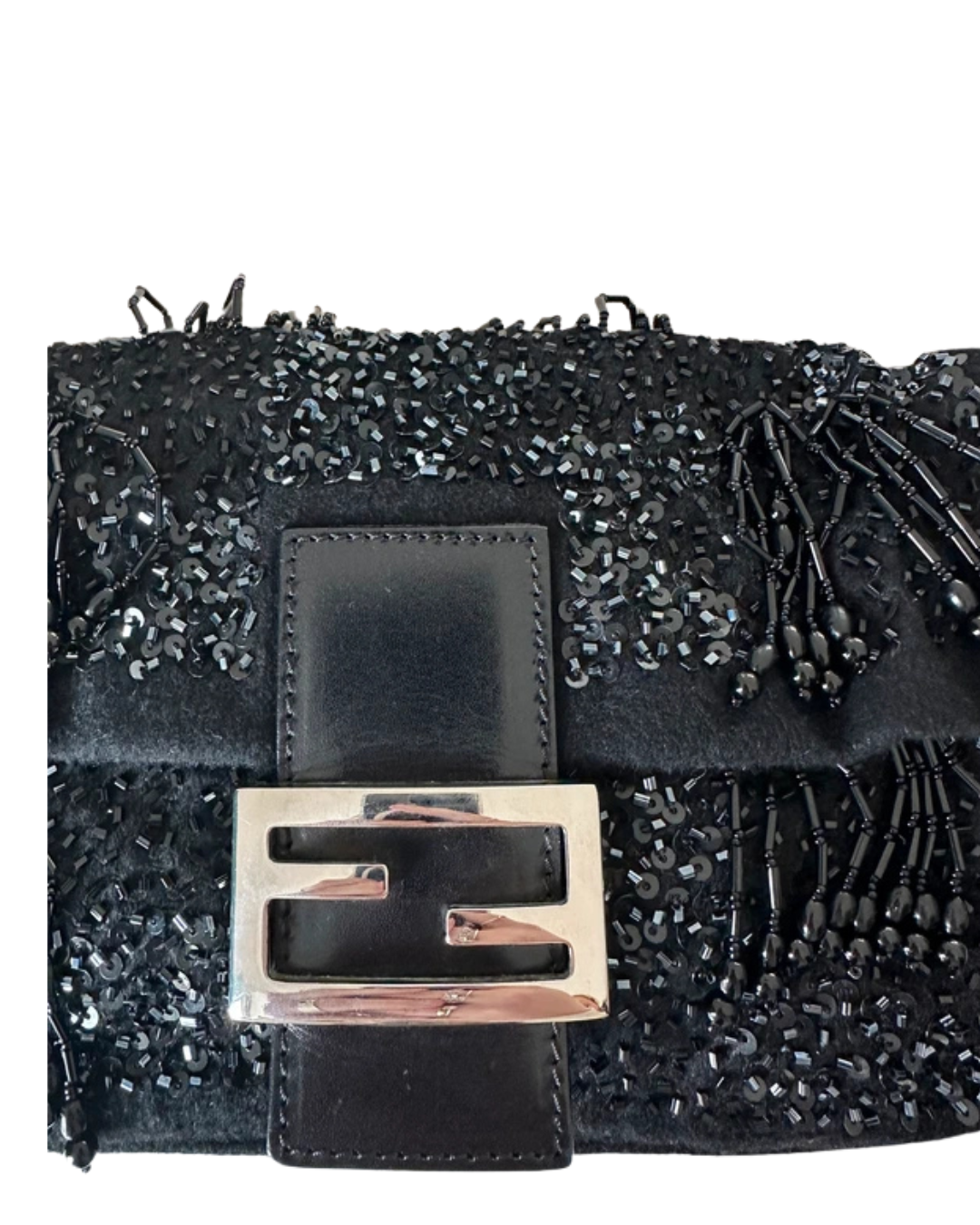 Fendi Sequin Beaded Tassle Baguette Bag