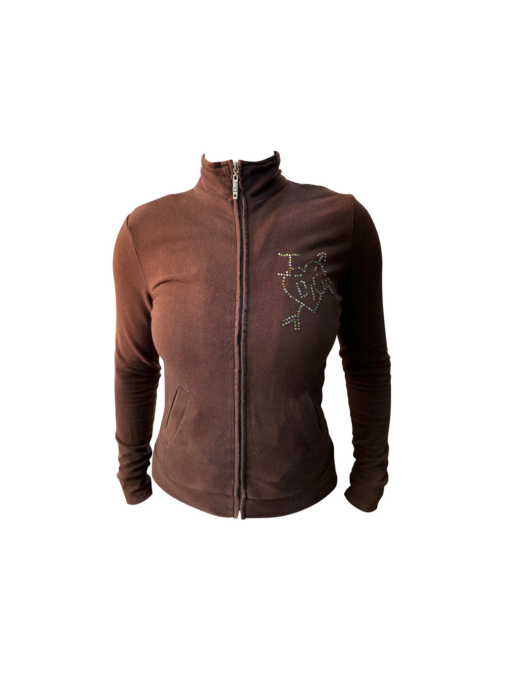 Christian Dior Zip Up Crystal Logo Longsleeve Jacket