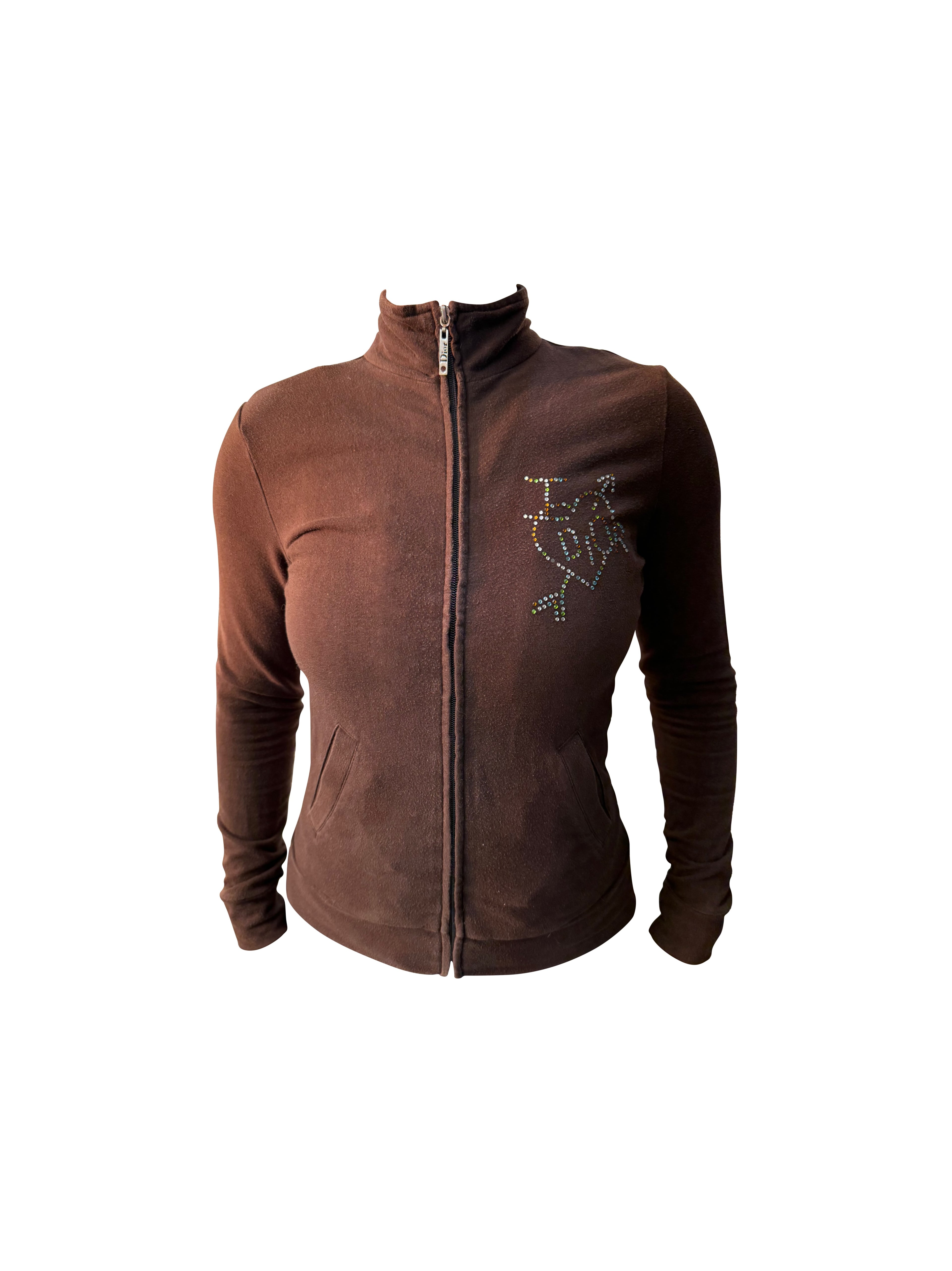 Christian Dior Zip Up Crystal Logo Longsleeve Jacket