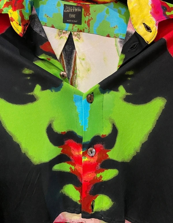 Jean Paul Gaultier 2000 Psychedelic Button Up Top