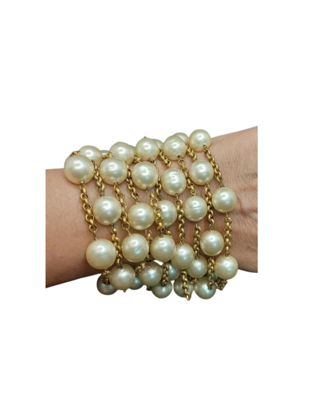 Chanel 1980’s Multi Strand Pearl Wide Bracelet