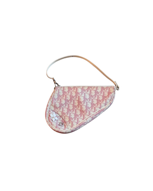 Christian Dior By John Galliano Pink Monogram Mini Saddle Bag