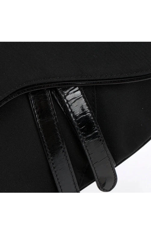 Christian Dior By John Galliano 2003 Patent Canvas Black Saddle Bag