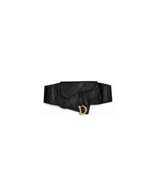Christian Dior Black Leather Saddle Belt