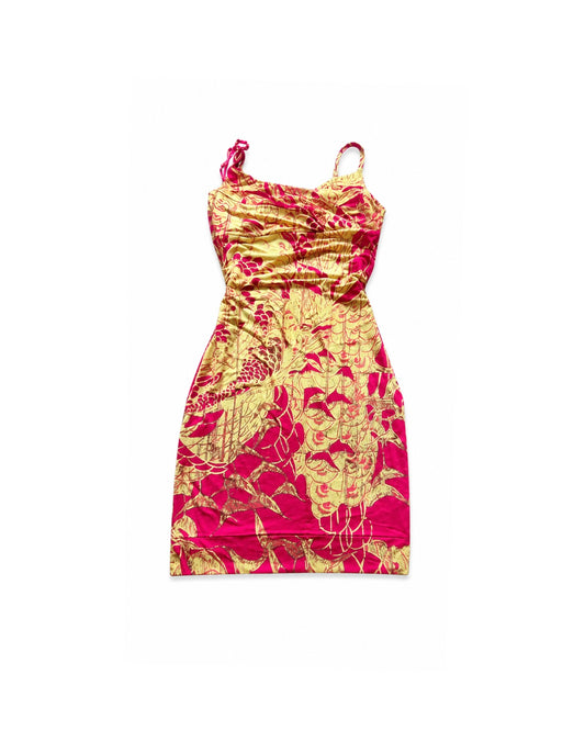 Roberto Cavalli Red And Gold Mini Dress