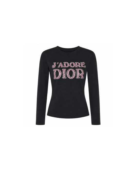 Christian Dior J’adore Dior Monogram Crystal Longsleeve Top