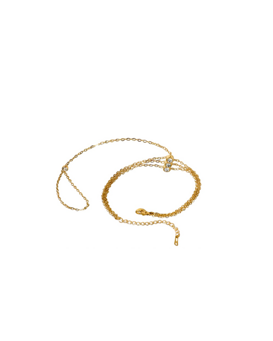 CRYSTAL 18K GOLD PLATED HANDCHAIN