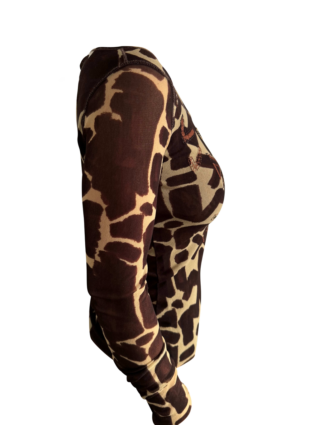 Jean Paul Gaultier Sequin Mesh Long Sleeve Top