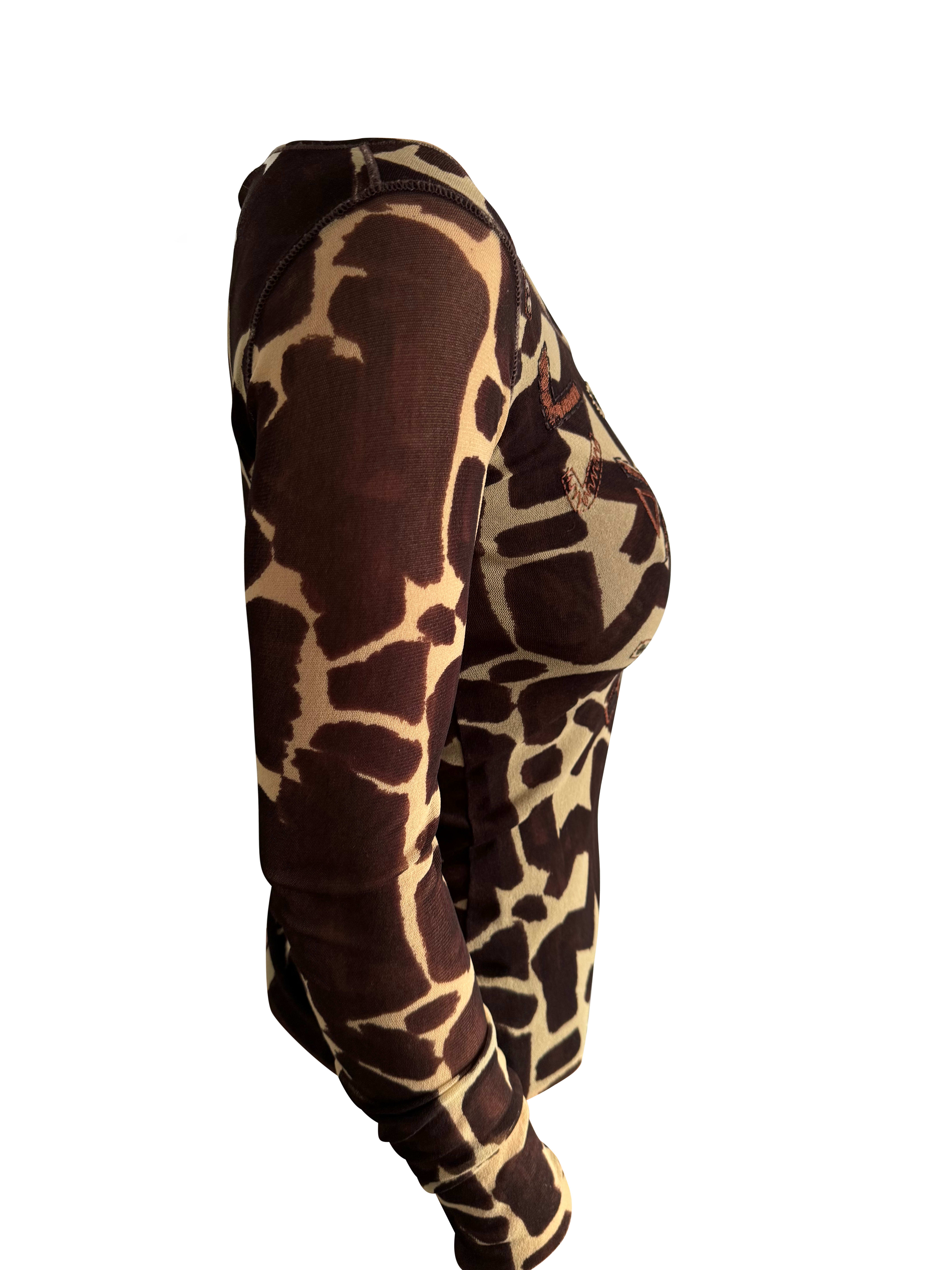 Jean Paul Gaultier Sequin Mesh Long Sleeve Top