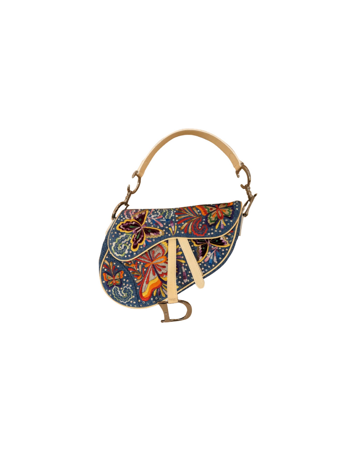 Christian Dior Butterfly Denim Saddle Bag