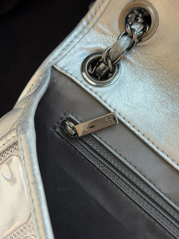 Chanel 2008 Ice Cube Silver Flap Bag