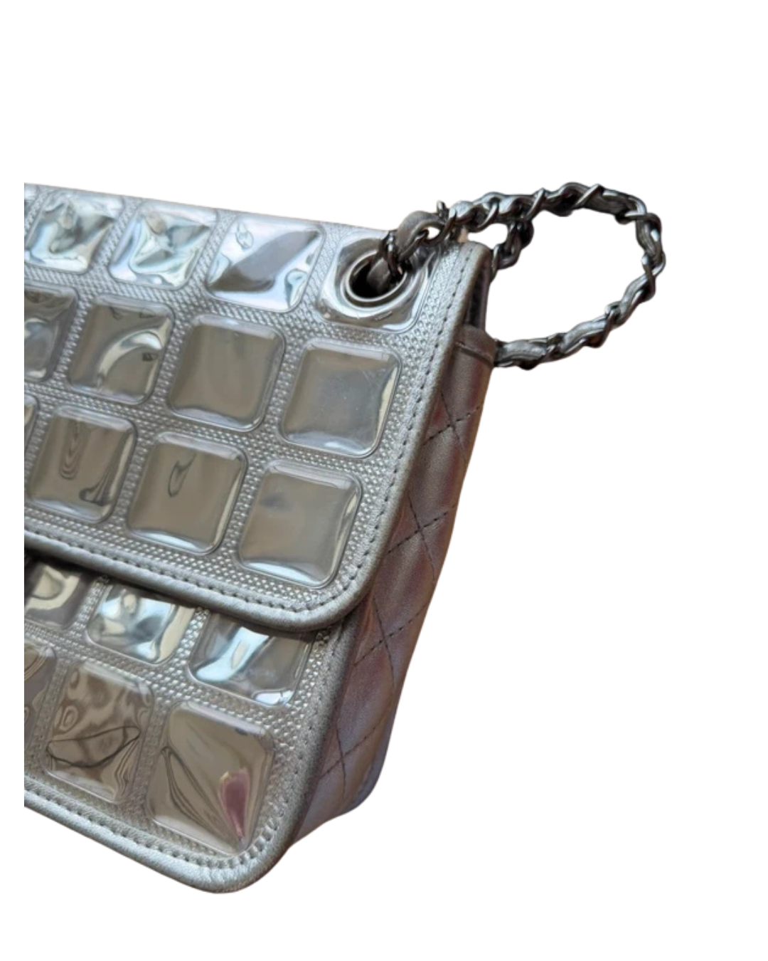 Chanel 2008 Ice Cube Silver Flap Bag