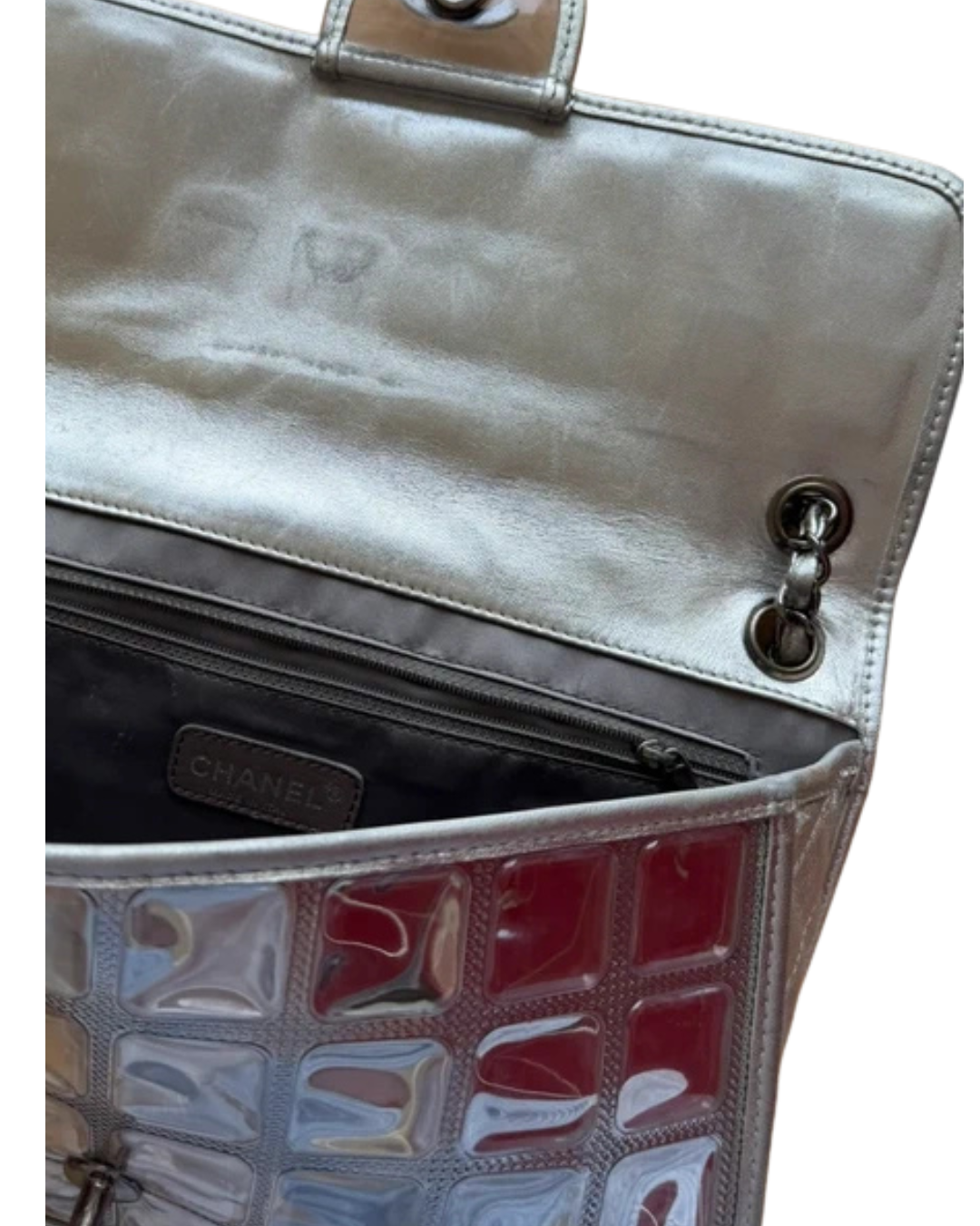 Chanel 2008 Ice Cube Silver Flap Bag