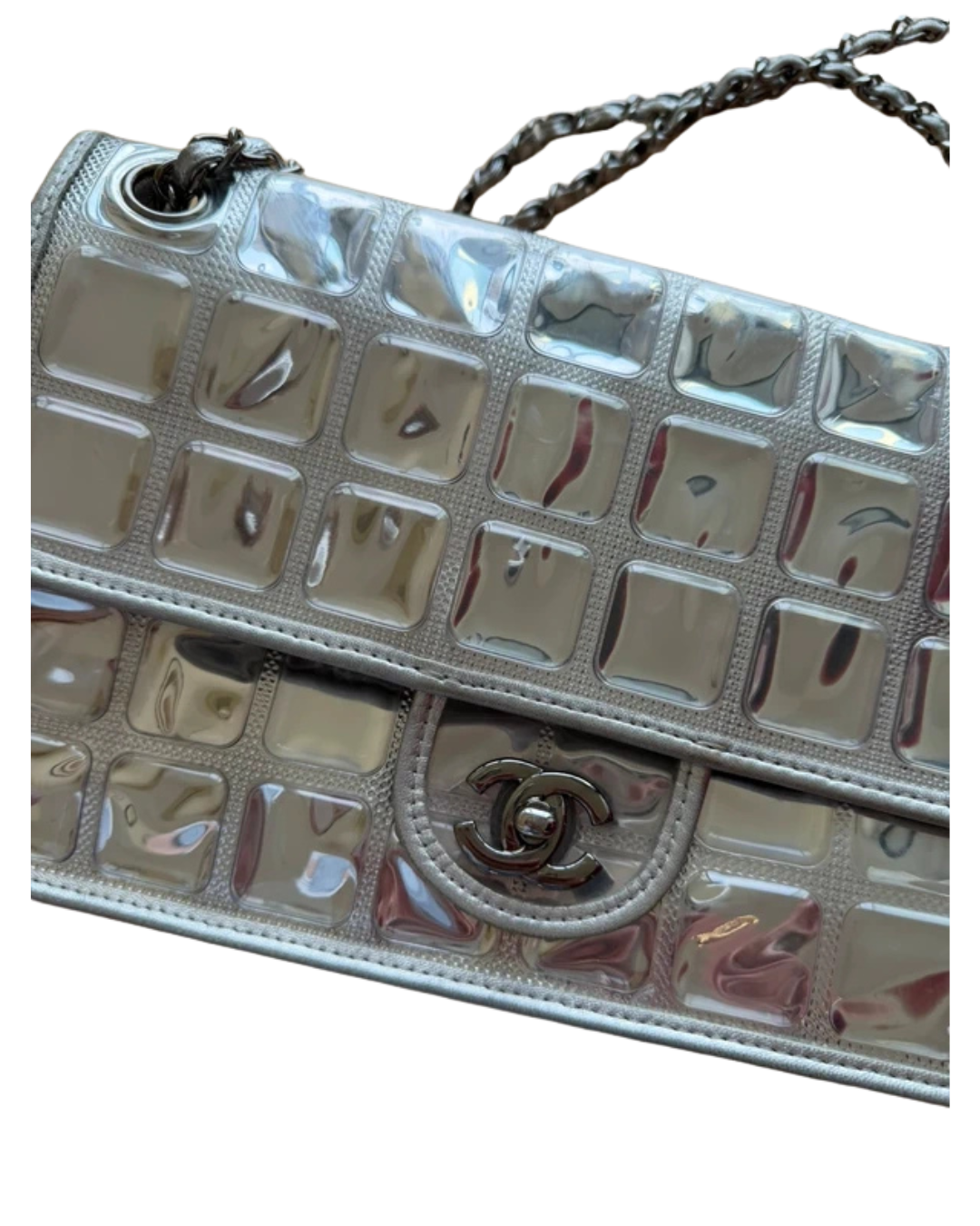 Chanel 2008 Ice Cube Silver Flap Bag