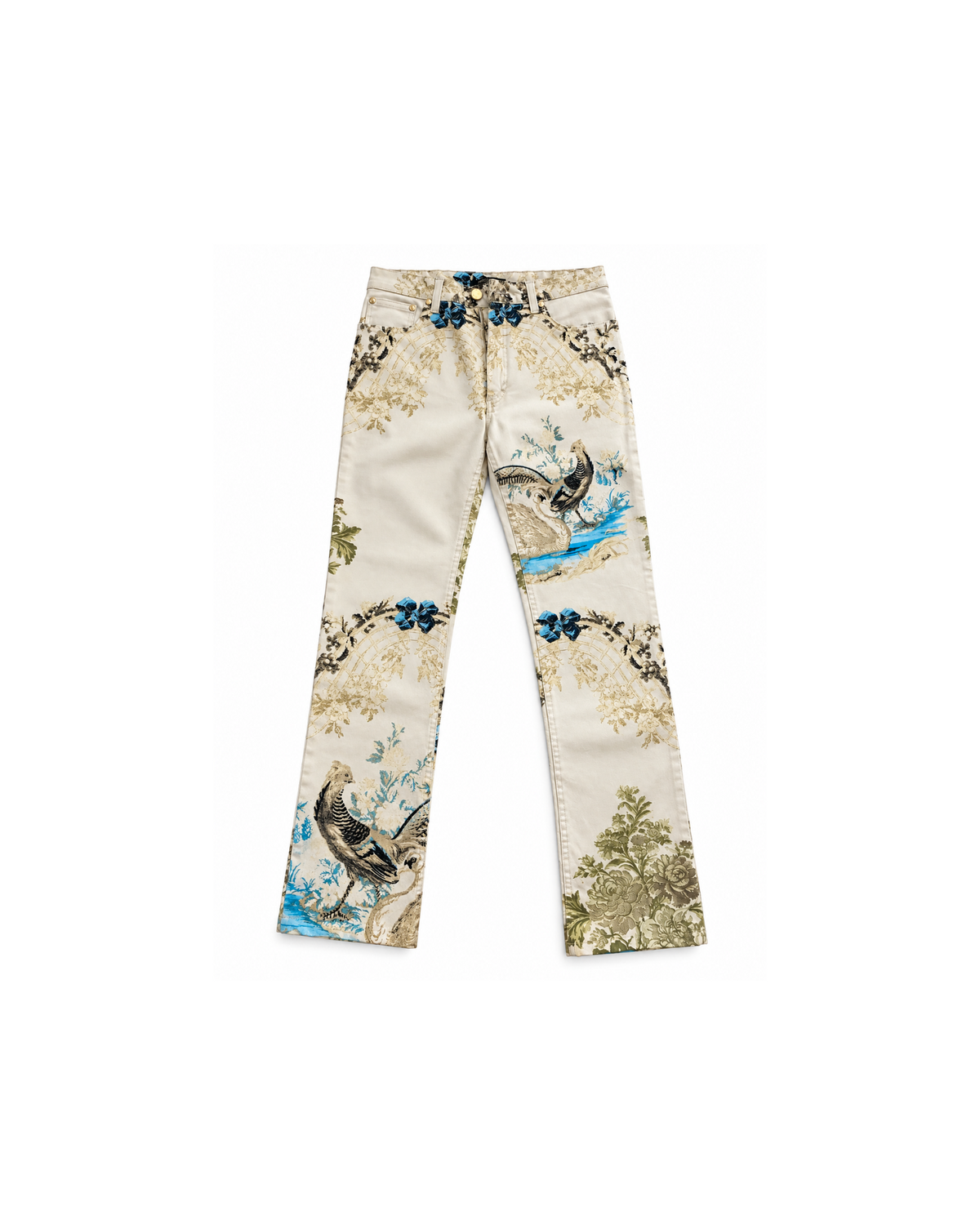 Roberto Cavalli 1998 Floral Bird Pants
