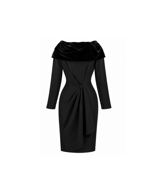 Thierry Mugler 1980 Structured Velvet Collar Dress
