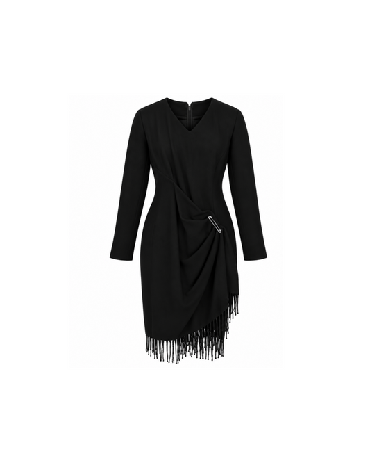 Thierry Mugler Fringe Draped Dress