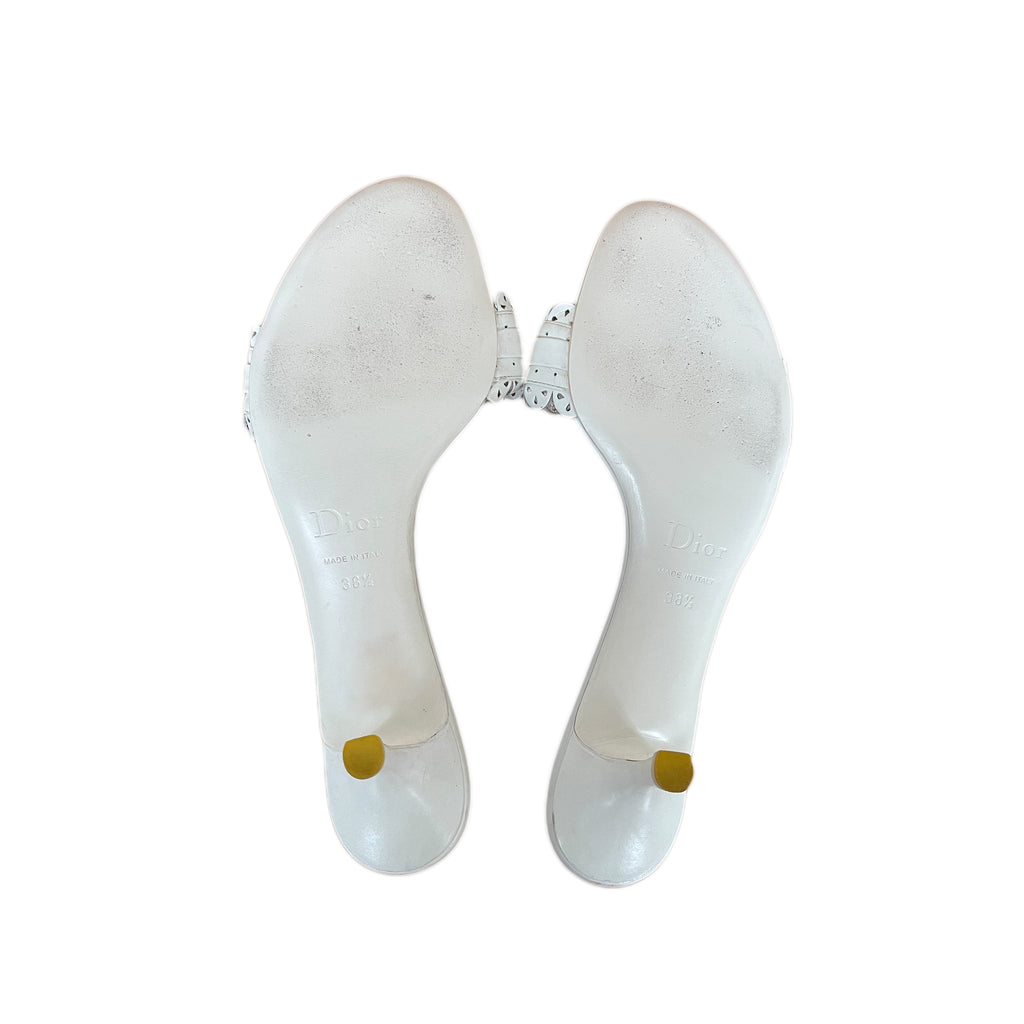 Christian Dior White Kitten Heel Mules