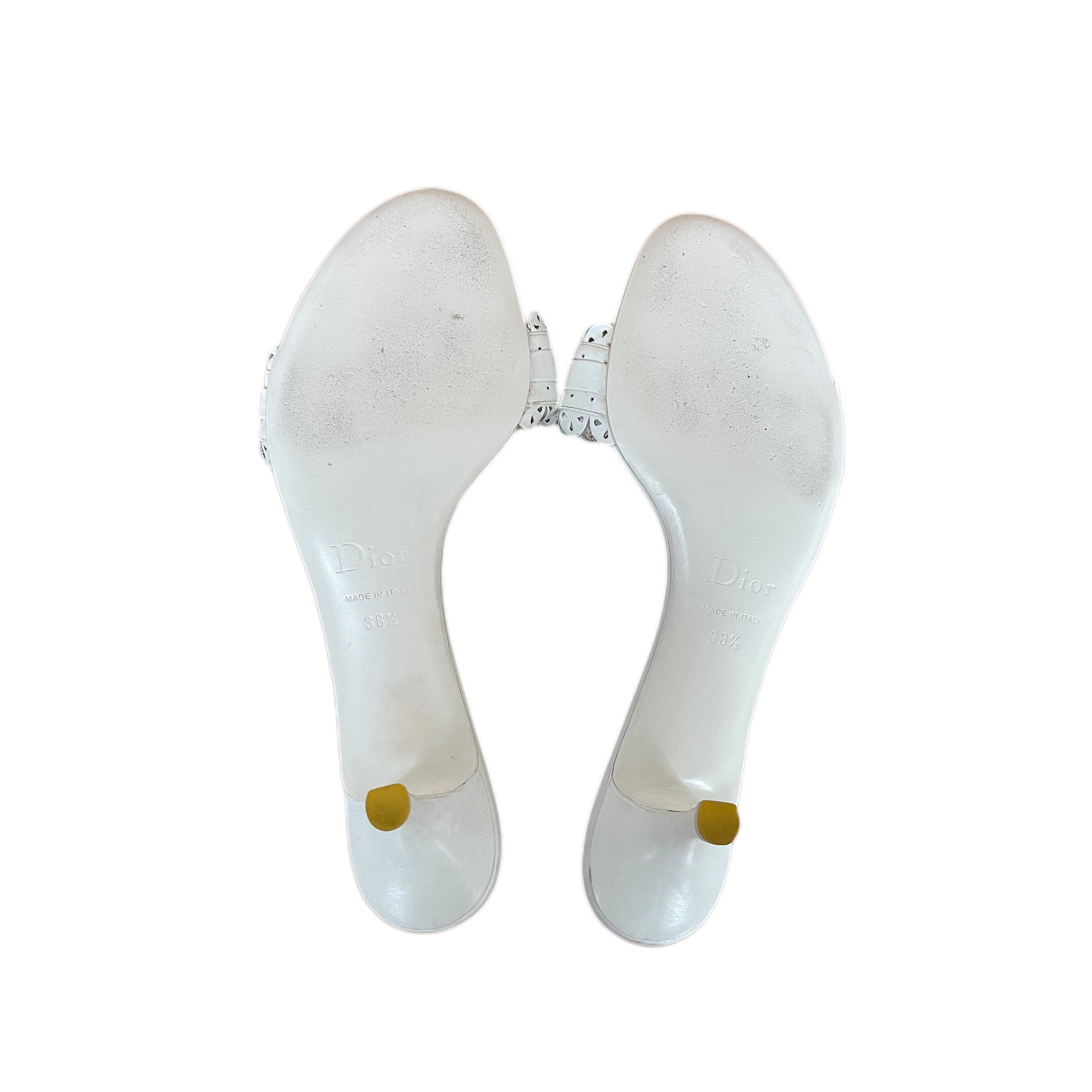 Christian Dior White Kitten Heel Mules