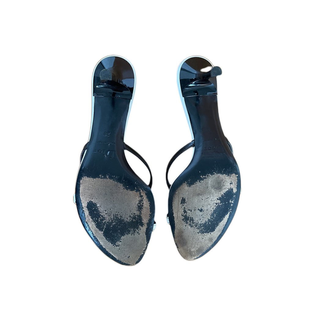 Christian Dior Black and White Bow Mules